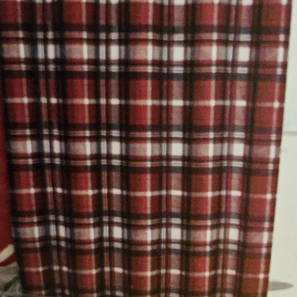 Christmas Plaid Shower Curtain Red Decor Holiday 72X72 13 Piece Hooks Fabric